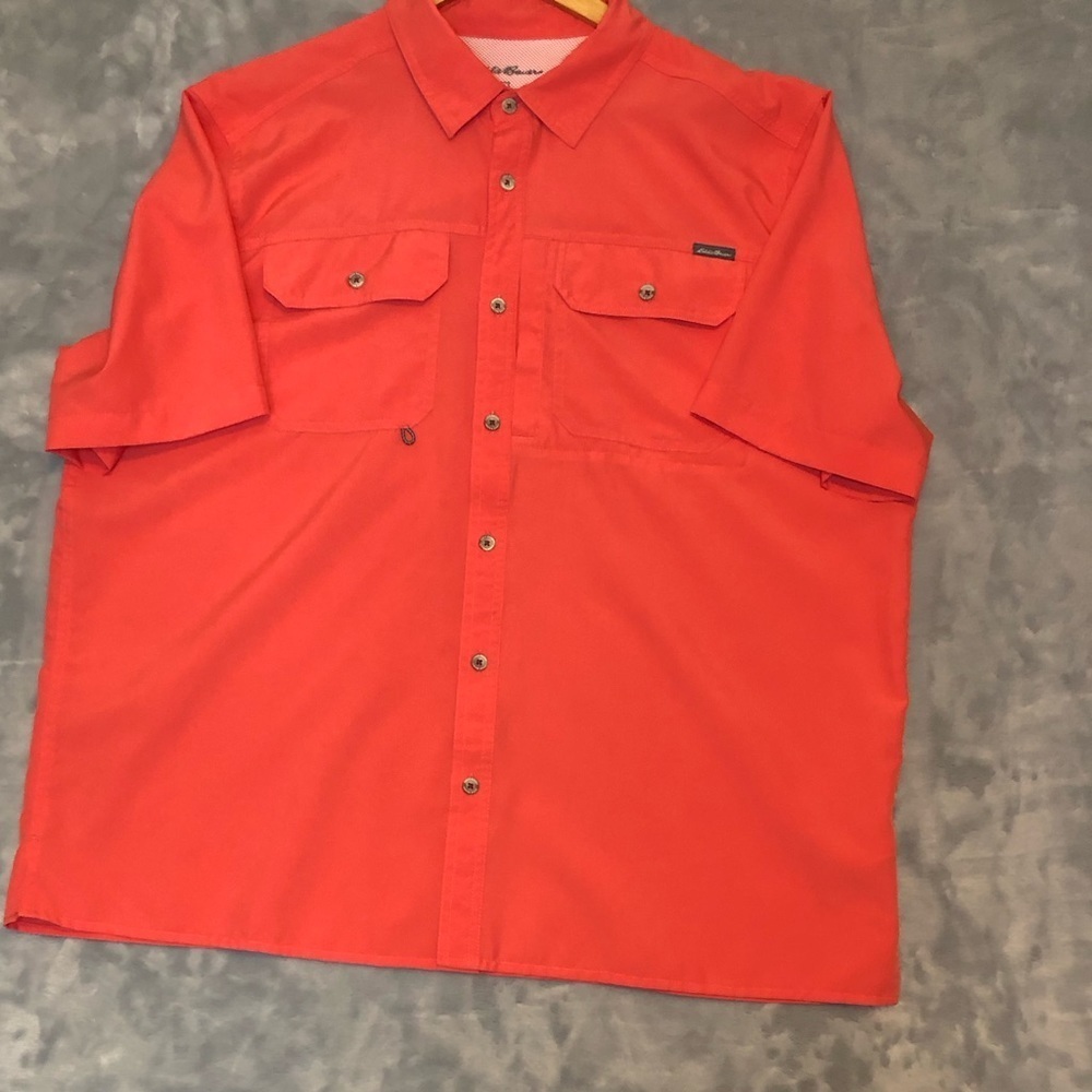Eddie Bauer Men's Button-up Shirt Orange Size XL